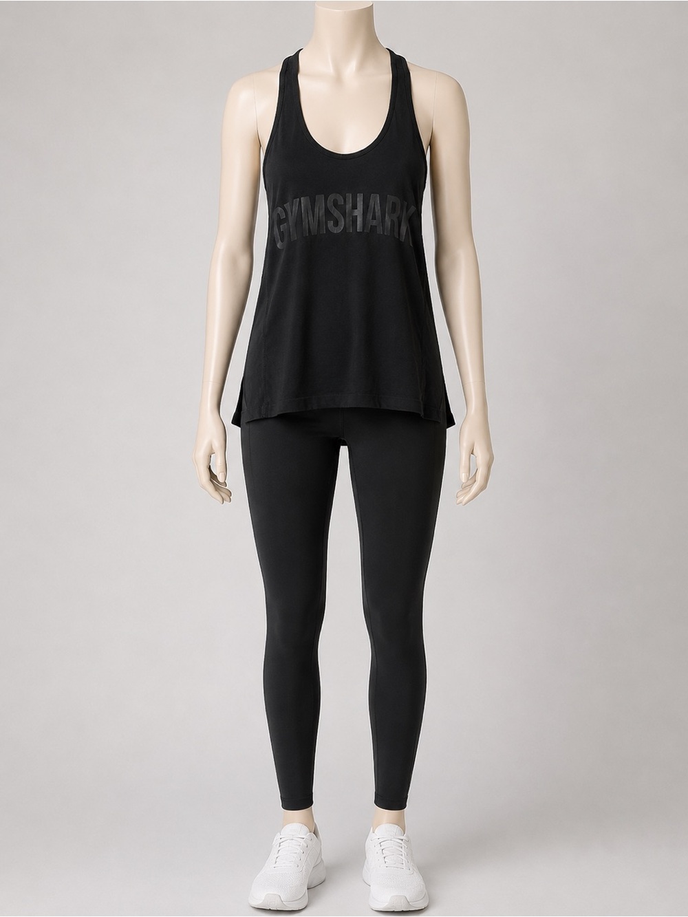 Gymshark Black Racerback Tank Top with Logo Tag - Picture 1 of 4